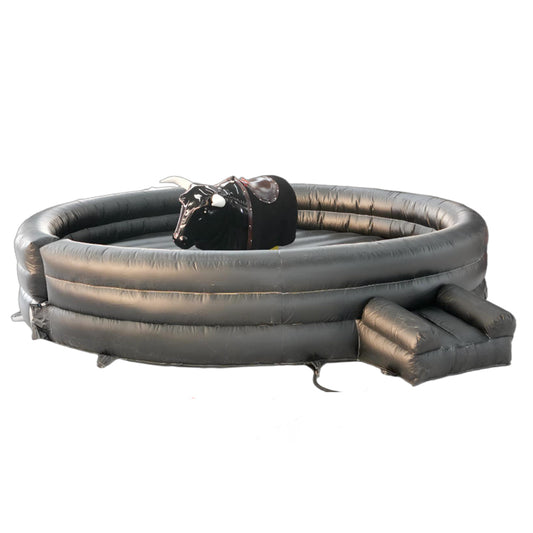inflatable mechanical bull ride dark knight rodeo all black edition for event rentals – ships worldwide