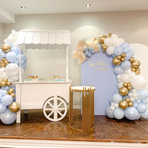 Pastel Blue Ripple Arch Backdrop – Partybox Entertainment
