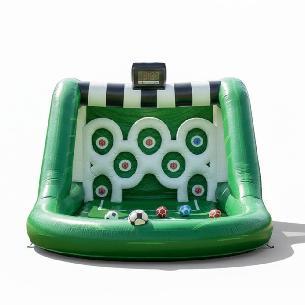 Inflatable game with targets and balls on a white background