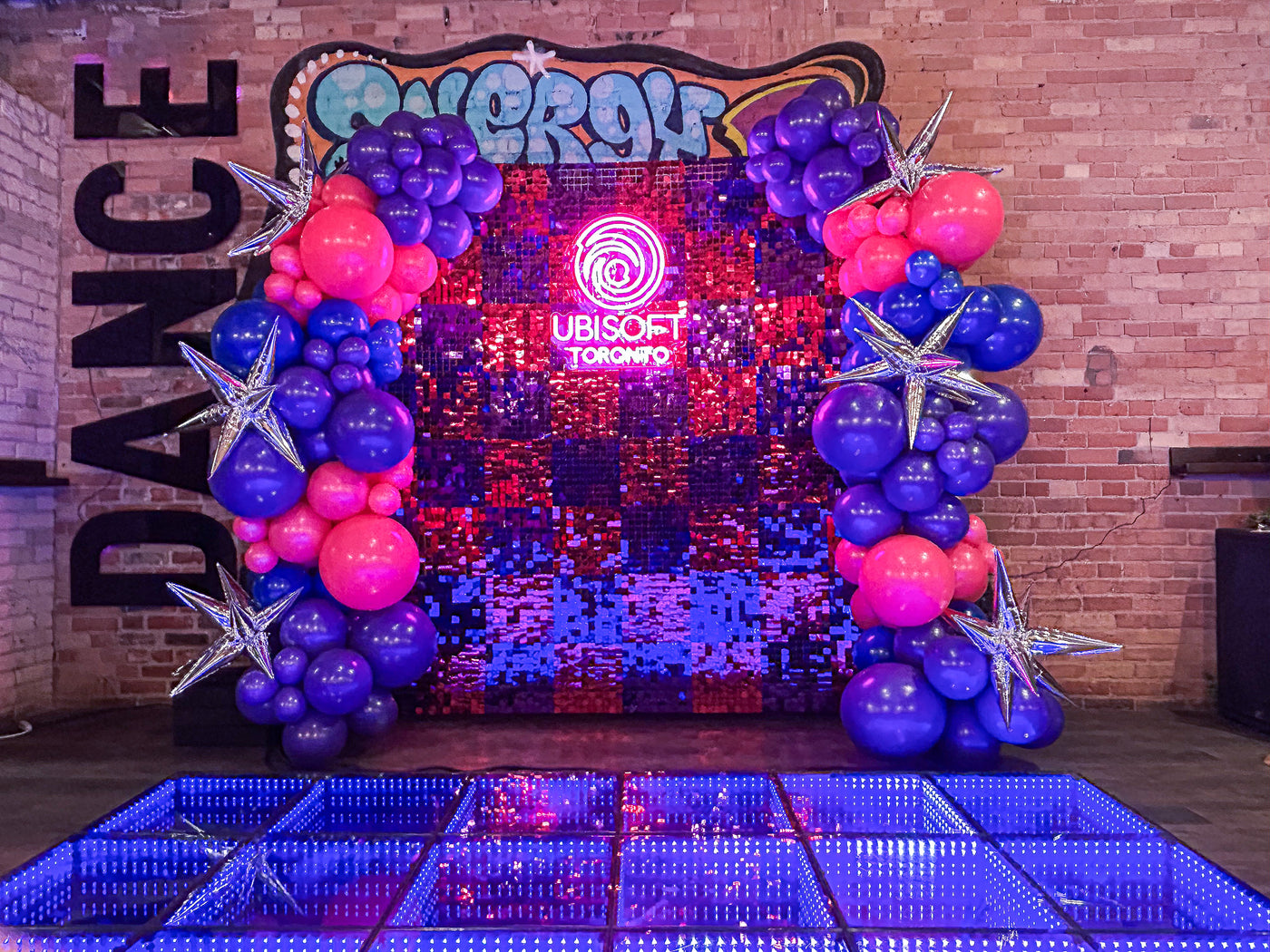 Ubisoft Corporate Event Dance Floor & Balloon Installation – Toronto