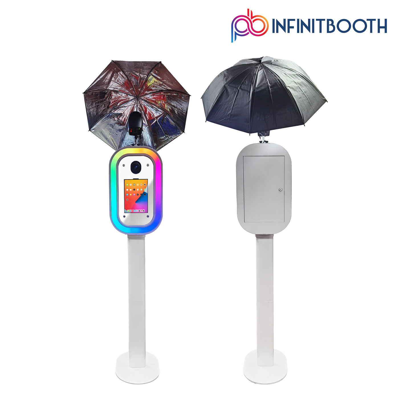Lumo DSLR and iPad compatible photo booth shell with LED ring light for professional rental businesses – ships worldwide