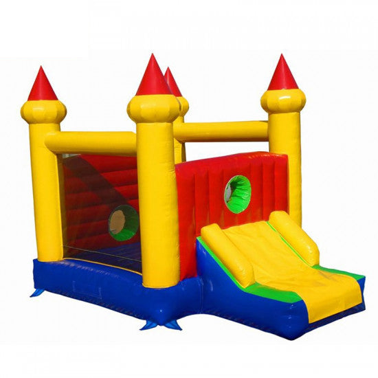 Inflatable bouncy castle with slide