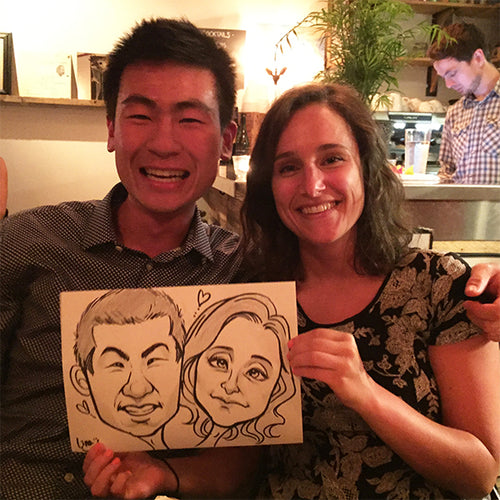 Load image into Gallery viewer, Professional caricature drawing service in Toronto for events, parties, and weddings. Fun and personalized caricatures of guests
